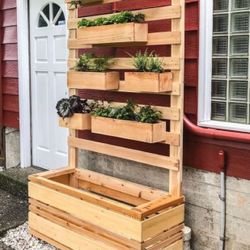 Custom modern deck balcony backyard landscaping succulent hanging planter container with legs irrigation design