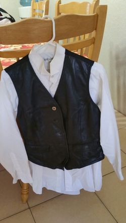 Lethear vest and white shirt sizes L the vest and 15/and half shirt