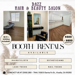 Booth Rental Available – Dazz Hair & Beauty Salon (Visalia, CA)