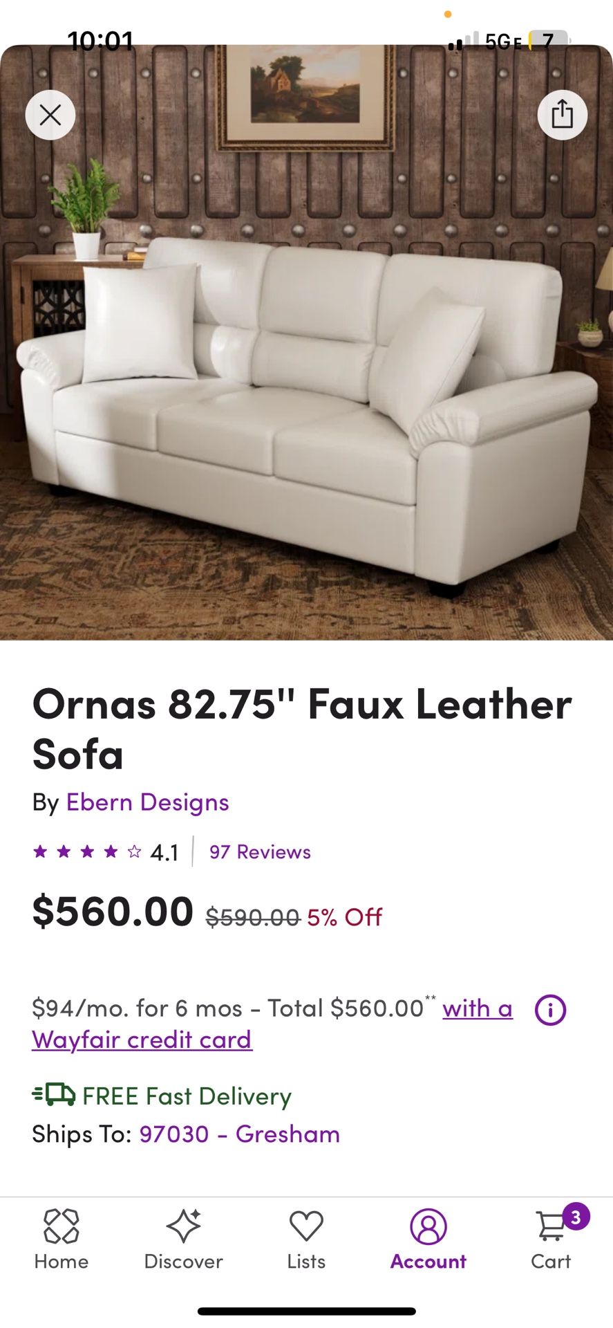 Vegan Leather Sofa