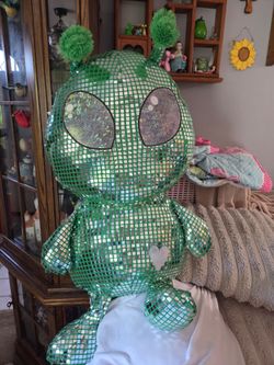 XL 38inch green disco sequin alien plushie from Walmart