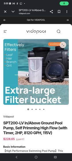Vidapool pool pump
