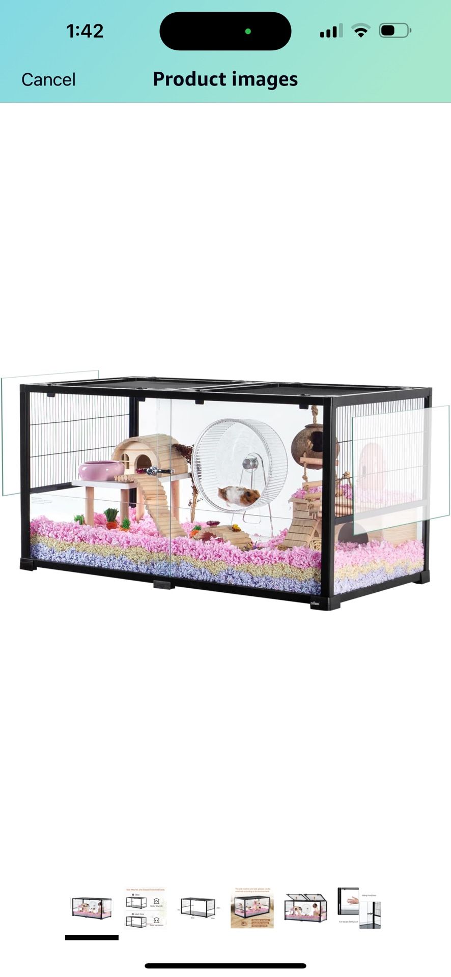 OIIBO Glass Hamster Cage 70 Gallon Large Hamster Cage Habitat with Mesh and Glass Side, 2 in 1 Chew-Proof Small Animal Cage for Reptiles, Dwarf Syrian