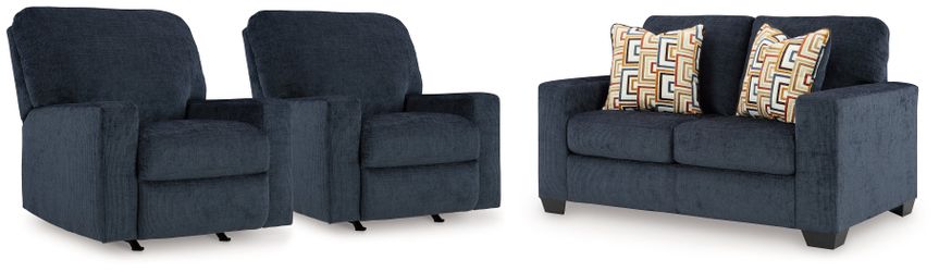 Aviemore Ink Loveseat and 2 Recliners (Online Special Price)