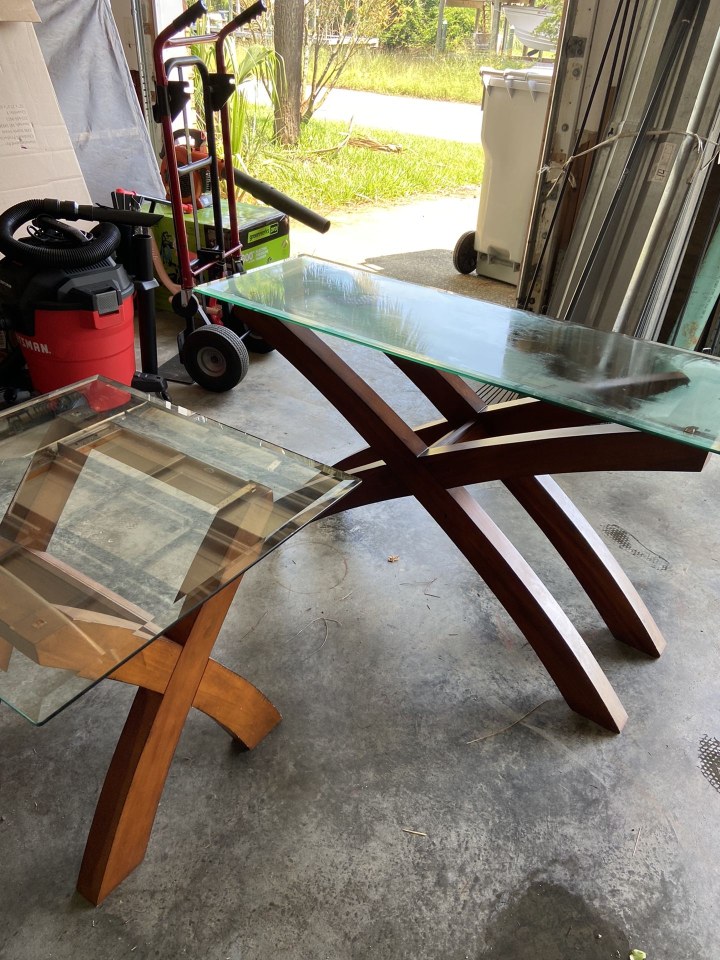 Set of 3 Glass Tables (coffee, side, accent/entry way)