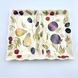 Century Divided Serving Platter Fruit Pattern Ceramic Tray