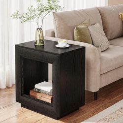 2 Tiered Square Side Table with Storage Shelf, Industrial Sofa Side Table for Living Room, Entrance