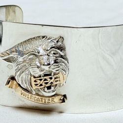 Leonore Doskow 14K Gold & Sterling Silver Cuff Bracelet Leopard Wildcatter 62g