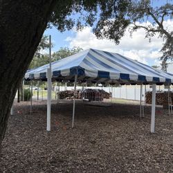 30x40 Vinyl Aluminum Frame Tent With Sunblock Vinyl.  Includes Straps, Rackets And Stakes.