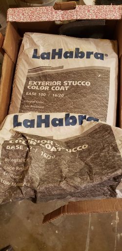 LaHabra 90 Lbs Exterior Stucco Color Coat Base 100 White 16/20 New Full Unopened Bag. Unused. Plus A Open Bag Of Leftover You Can take if you want.