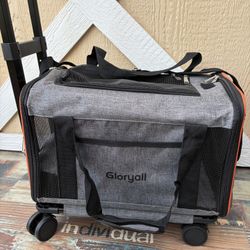 Gloryall Dog Cat Carrier with Wheels Foldable Pet Carrier Airline Approved with Telescopic Handle and Shoulder Strap, Protable TSA Approved Rolling Pe