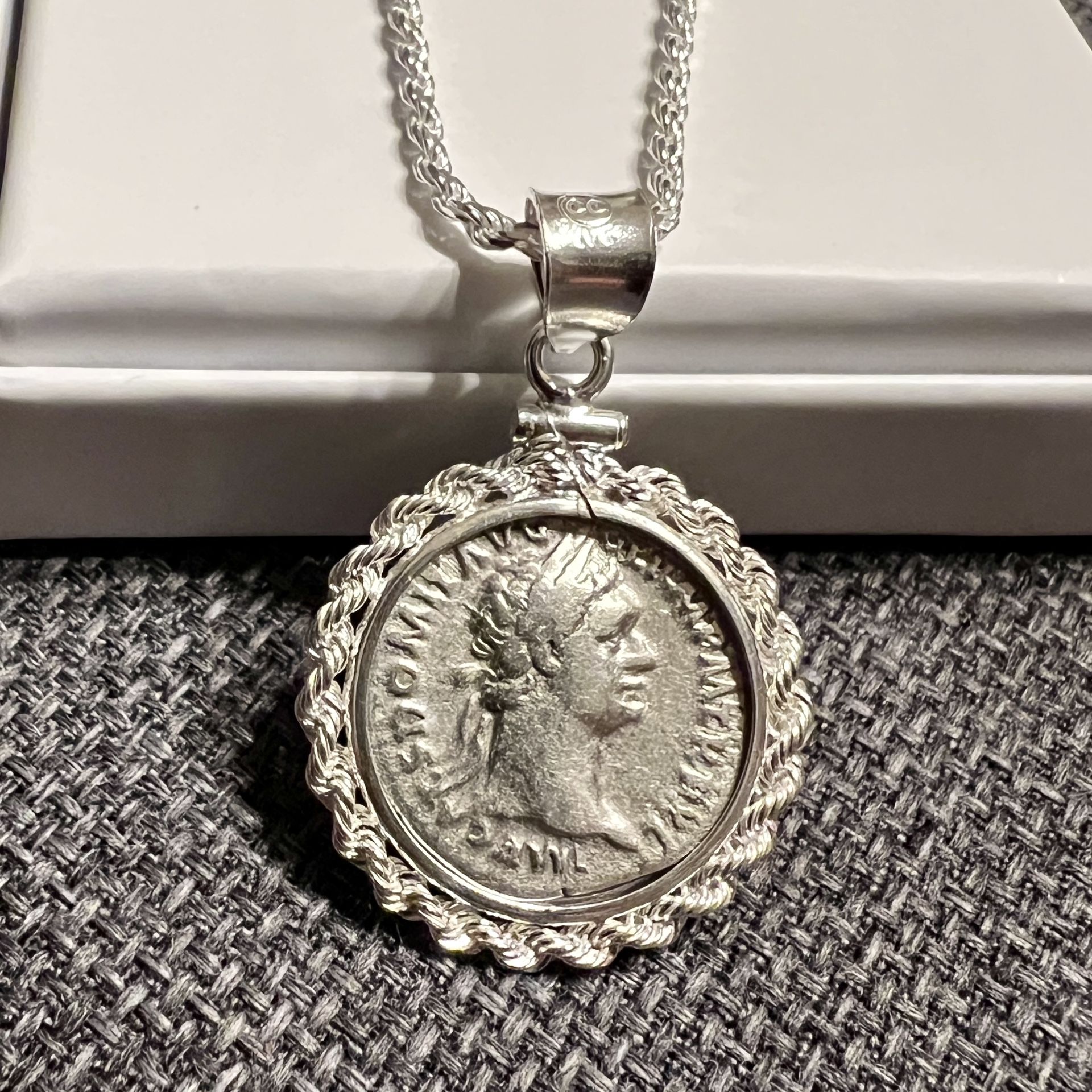 Rare Roman Coin Silver Pendant Necklace! 2,000 Years Old!