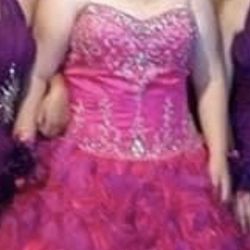 Hot Pink and Purple Quincenera Dress With Fun Dance Dress