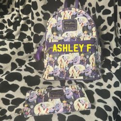 Disney Parks Villains Loungefly Backpack & Wallet 