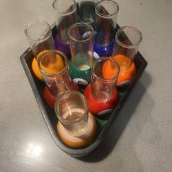 Shot Glass Set - Pool Ball Theme. 9 Glasses