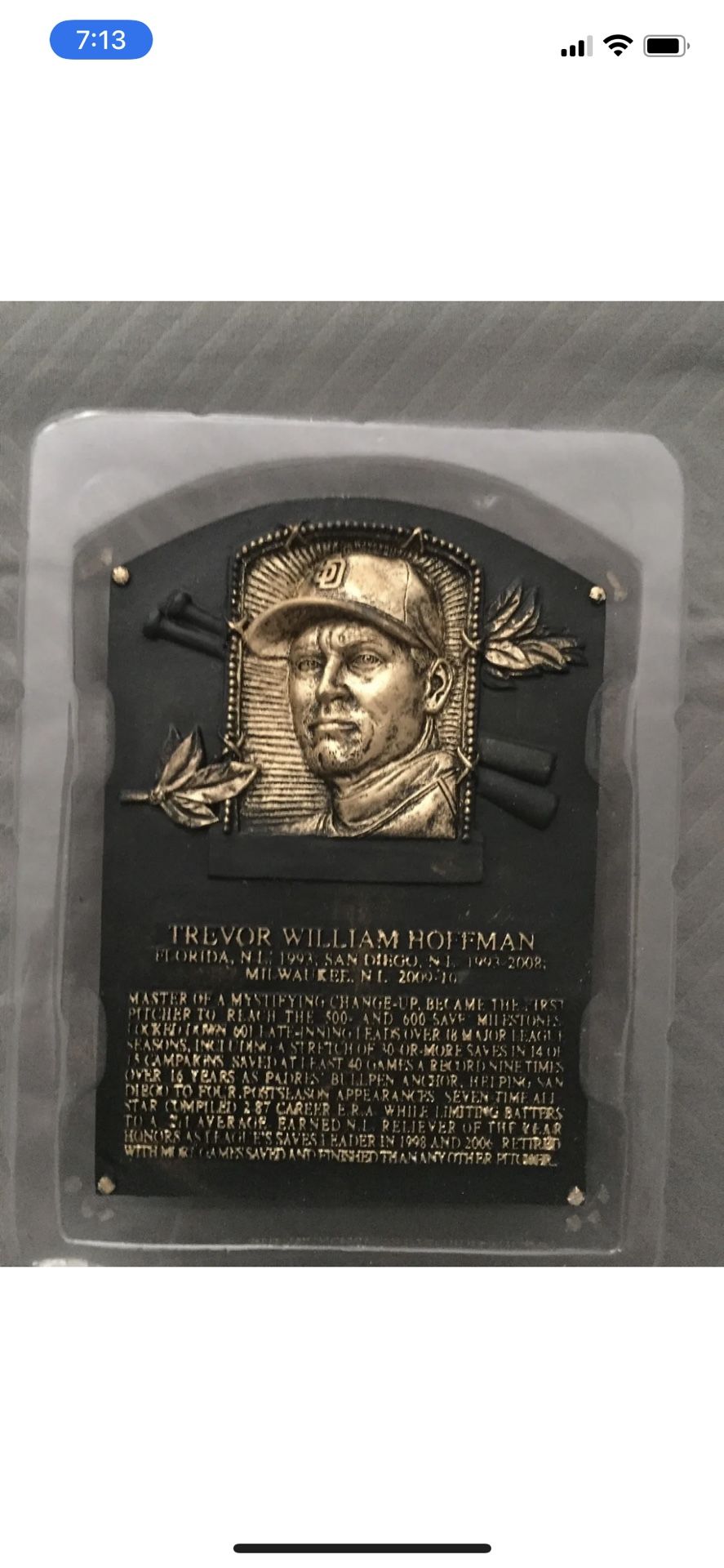 San Diego Padres TREVOR HOFFMAN mini Hall of Fame HOF Plaque Replica