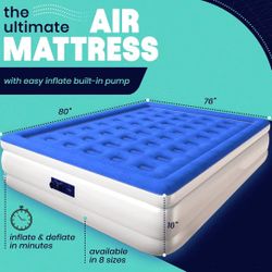 King Size  Air Mattress for Camping,16 Inch Double Height Inflatable Bed with Built-in Dual Pump