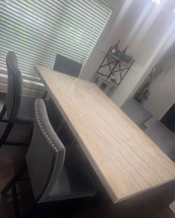 Marble Top Dining Table with Metal Base