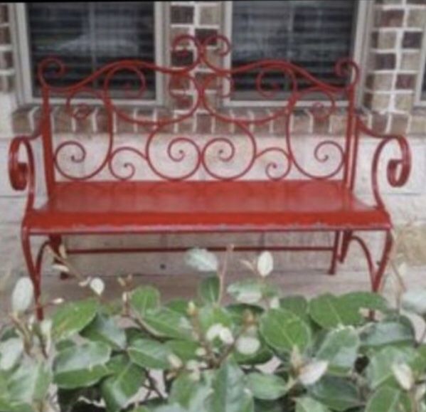 Red Metal Bench