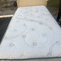 Twin Bed Frame With Box And Sealy Mattress In Good Condition 