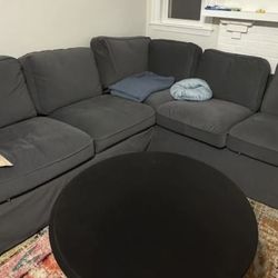 IKEA EKTORP Corner sofa, 4-seat, Hakebo dark grey/ Black Coffee Table 