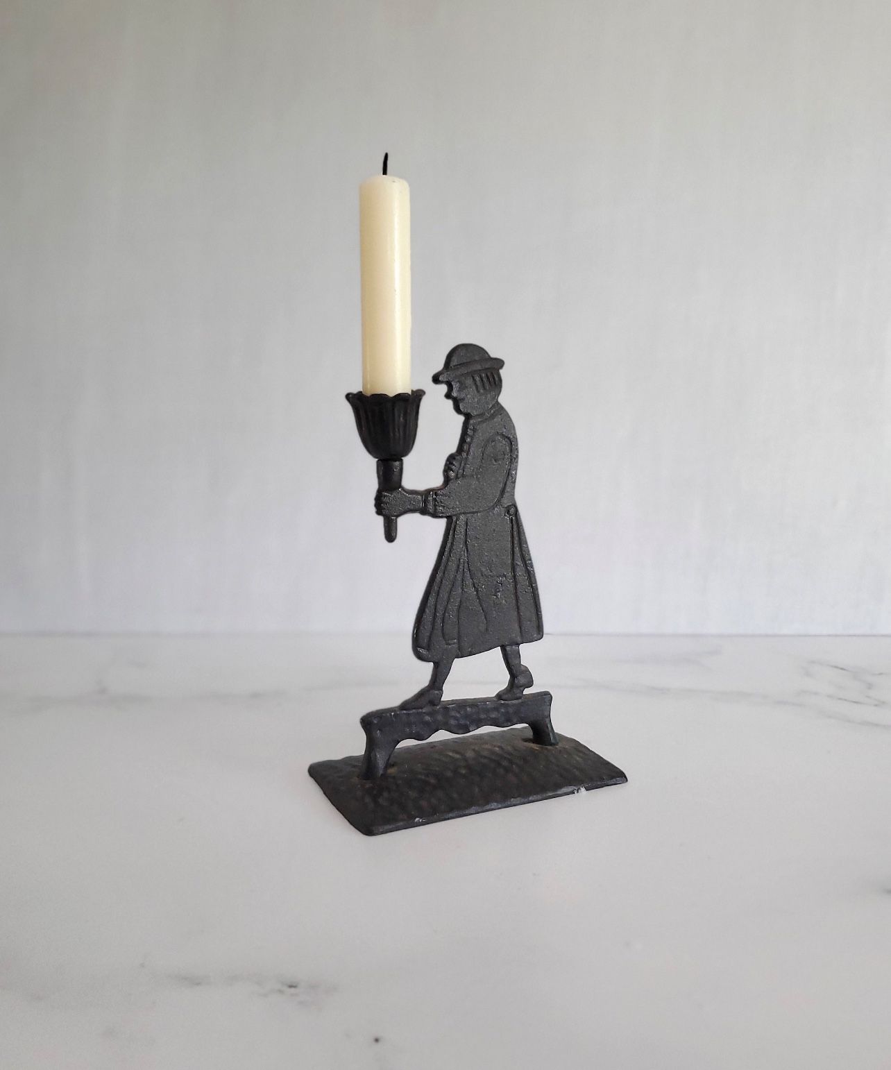 Cast Iron Quaker Candle Holder - Matte Black metal American style candle stick