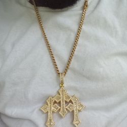 Stainless Steel Cuban Link Chain Wit Pendant 