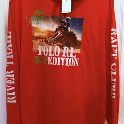 Polo Ralph Lauren Men's Size L Long Sleeve Dirt  Bike Orange Retail $98.50