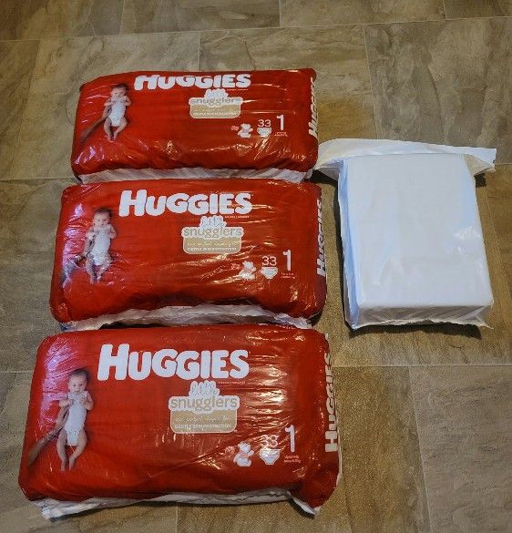 93 Huggies  Diapers  Size#1 +208 Wipes Refills $25.00