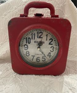 Shabby Chic Old Town Clock 67 Bailey St Steam Punk Red Distressed 2 Sided Clock