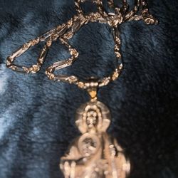 Milano Chain San Judas Pendant 14k Gold 56.28 grams 