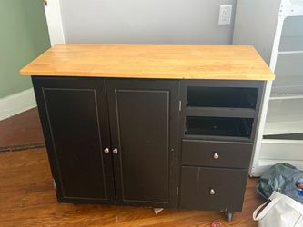 Black Kitchen Island Cart with Butcher Block Top