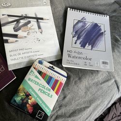 Sketch Pads And WaterColor Pencils W/book