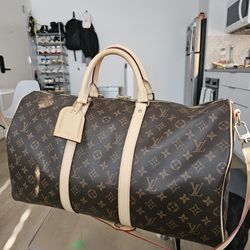 Authentic Louis Vuitton Monogram Keepall Bandouliere 50 Luggage