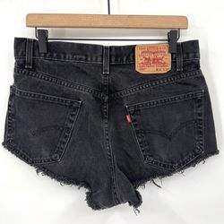 Levi's 100% Cotton Black Cutoff High Rise Jean Shorts Women's Size 34