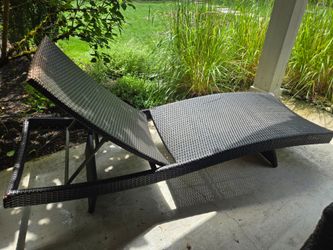 2 Folding Patio Chaise Lounge Chair Rattan Adjustable Recliner  - 2 PCS