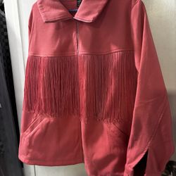 Women’s Plus Size Pink Fringe Jacket