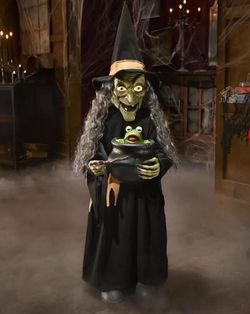 3ft Witch with Cauldron Halloween Animatronic