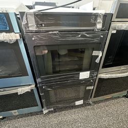Ge Cafe Double Electric Wall Oven In Matte Black