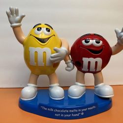 VINTAGE Red & Yellow "m & m" Candy Dispenser 