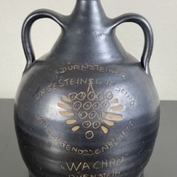 Vintage Stoob Black Pottery Stoneware Riesling Winery Jug Pitcher Austria 