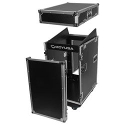 Odyssey FZ1316W 13U Top Slanted 16U Vertical Pro Combo Rack with Casters