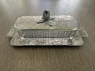 Vintage Rodney Kent Butter Dish With Glass Insert 
