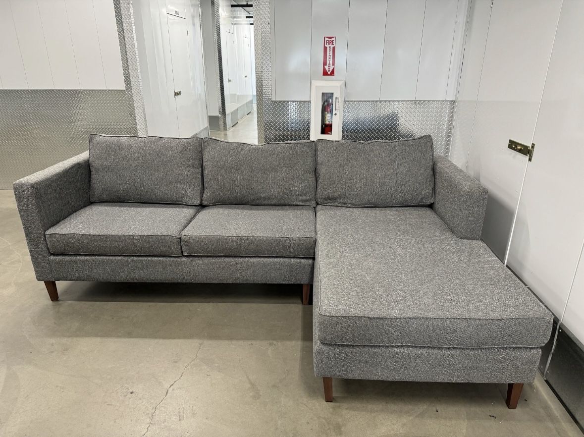 Jerome’s Dark Gray 110in by 75in 2pc Mid Century Modern Sectional with RAF Chaise