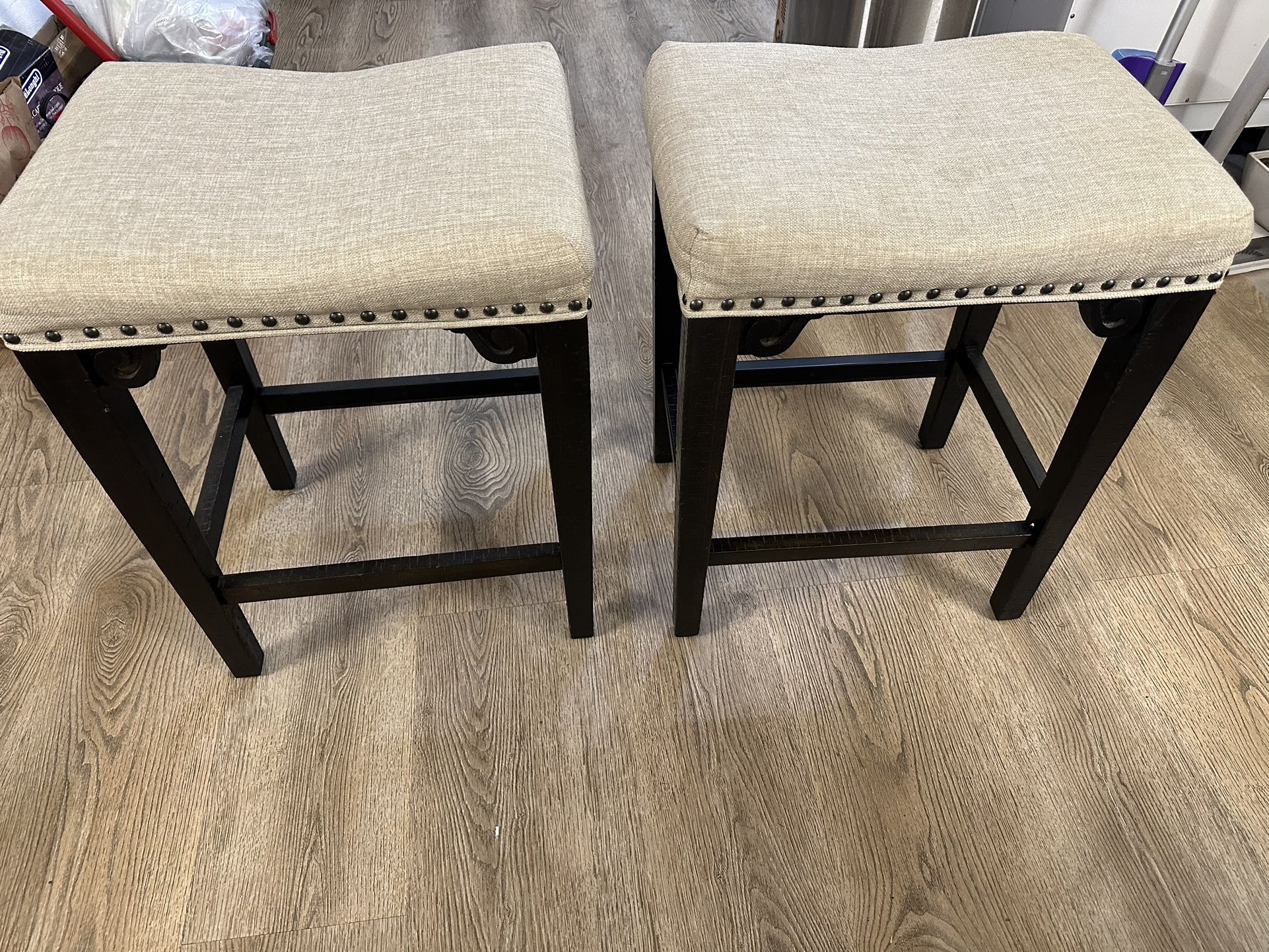 Set Of 2  Upholstered Bar Stools