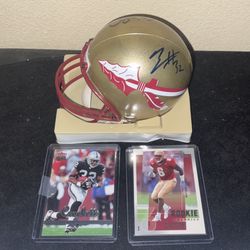Florida State Seminoles Mini Helmet / Oakland Raiders autographed Zack Crockett / Derrick Gibson with Raiders Rookie Cards Official Napa Training Camp