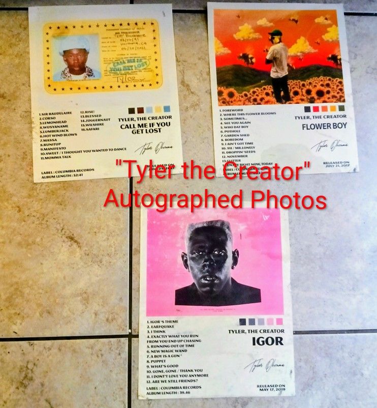 Autographed Pictures Of "Tyler The Creator" Albums