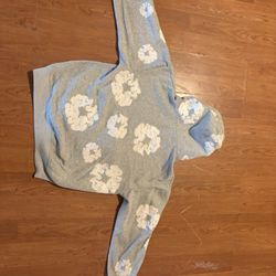 Grey And White Denim Tears Hoodie