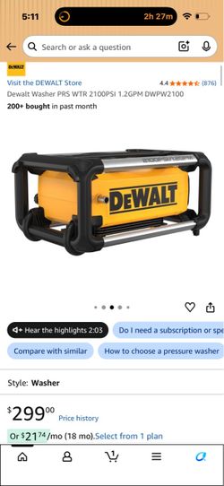 New pressure washer Dewalt