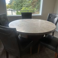 Marble Round Table With 5 Chairs